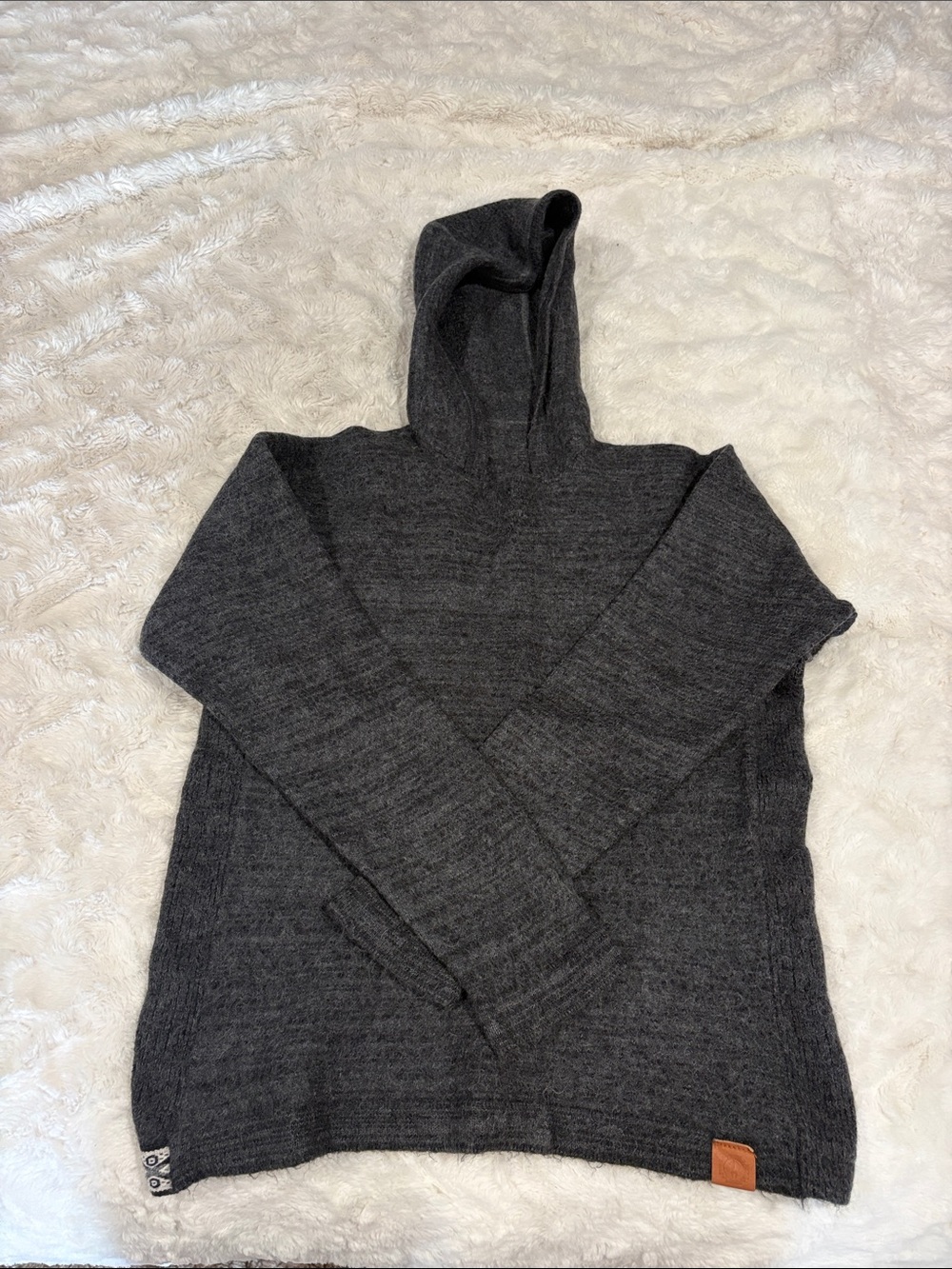 Paka Unisex Charcoal Knit Hooded Pullover Sweater